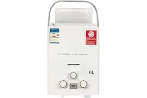 Gas Durchlauferhitzer, 16KW LPG Propangas Durchlauferhitzer, 6L Tragbarkeit Gasdurchlauferhitzer, Heißwasserbereiter Boiler Tankless Instant Boiler, für Camping, Caravaning und Haushalt (mit Henkel B)