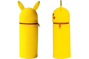 GOACRS Federmäppchen, Federtasche aus Weichem Silikon, Schlampermäppchen und Stifteköcher 2 in 1, Kawaii Stiftemäppchen Kleine Stiftehalter Cartoon Stiftetui, Gelb Stiftetasche für Kinder Teenager