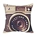 Produktbild Coolsummer Moderner Kissenbezug mit 3D-Druck, unterschiedliche Vintage-Kamera-Motive, quadratisch, Baumwoll-Leinen, 45 x 45 cm, 1, 18x18