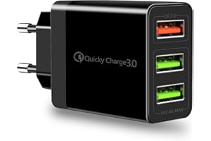 VINMOOOG Caricatore USB multiplo carica battecargador USB Cargador Carga rapida Cargador movil Cargador USB Multiple Enchufe USB,QC3.0 3 Puertos per Samsung iPhoneiPad Huawei Google etc