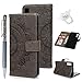 Produktbild A7/A750 2018 Handyhülle Flip Case für Samsung Galaxy,Idlehour PU Leder Case Cover Magnet Schutzhülle Tasche Skin Ständer Handytasche,Grau Totem