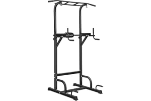 BangTong&Li Power Tower Dip Station Adjustable Pull Up & Dip Stands Multi-Function Strength Training Pull up Bar Fitness Equipment for Home Gym