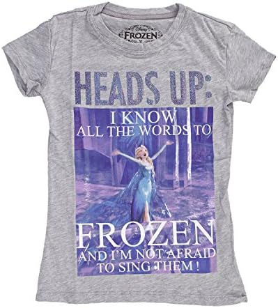 Disney Frozen Heads Up Juniors Grey T-Shirt | L