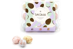 Love Cocoa Petite Praline Chocolate Easter Eggs - Crunchy sugar coated with Hazelnut & Raspberry Ganache - Perfect for gifting 110g - Sale