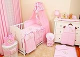 Lux4Kids Kinderbettausstattung Bett Set 135×100 Nestchen Wickelauflage Himmel & Stange Mobile Kopfkissen Spannbettlacken - 2