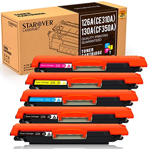 STAROVER Cartouches De Toner Compatible Pour HP 126A (CE310A) 130A (CF350A) Pour HP Color LaserJet Pro CP1025 CP1025NW CP1020 M275 M275NW MFP CP1020 CP1025 CP1025nw M176 M176FN M177 M177FW (5 pièces)