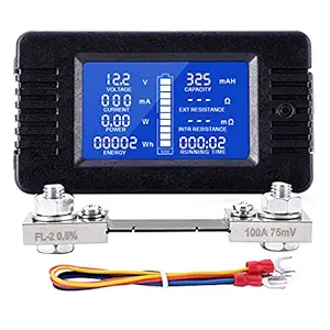 Belity LCD Display Digital Current Voltage Solar Po-wer Meter Multimeter Ammeter Voltmeter Batt-ery Monitor Meter