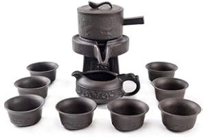 LIANG BAOBAO Chiński zestaw do herbaty Yixing Gongfu serwis automatyczny kamienny młynek kubki prezent na ceremonię herbaty przyjęcie dom biuro dekoracja