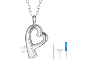 FindChic Personalisierter Memorial Urnen Anhänger Halskette Edelstahl Lebensbaum/Quader/Herz/Sanduhr/Katze Anhänger mit Trichter für Asche/Haare/Öl Charms Anhänger Gedenken für damen Herren
