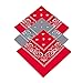 Price comparison product image (2 x Red ,1 x Grey) Set of 3 X Paisley Bandanna headbands for Men / Women Kids Girls & Boys Bandana Head scarf / Neck Scarf / Neckerchief / Handkerchief / Head Tie 100% Cotton (Red,Grey,Red)
