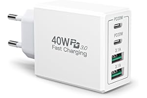 YOSOU Caricatore USB C Multiplo,40W 4-Porte Ricarica Rapido Presa USB Alimentatore Spina Carica Cellulare Veloce Caricabatterie per iPhone 15 14 13 12 11 Pro, Samsung S24 S23 S22 Ultra A55 A15, Tablets