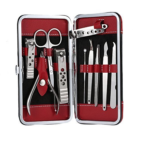 Anself Stainless Steel Personal care Manicure Pedicure Ear pick Nail-Clippers Set 10 in 1