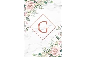 G: Rose Gold Floral Initial Monogram Letter G Blank Dot Grid Bullet Notebook for Notes & Writing - Personalized Journal & Diary for Women and Girls ... Pages - Girly Pink Golden Girl Power Gift