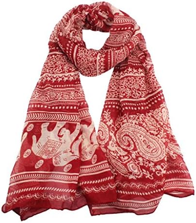 Scarves,Eenkula Hot Autumn Winter New Ladies Neck Stole Elephant Print Long Scarf Shawl Wrap Pashmina (Red)