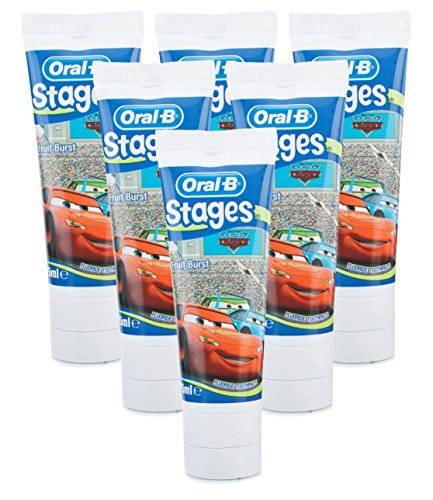 6X Oral-B Stages 3 Disney Cars Childrens Toothpaste 4-7 Years Fruit Burst 75ml