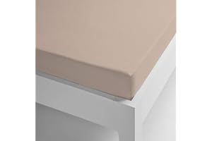 Miracle Home. Sábana Bajera 100% Microfibra cepillada, Ajustable, elástica y antipeeling. 135X200. Cama 135. Beige