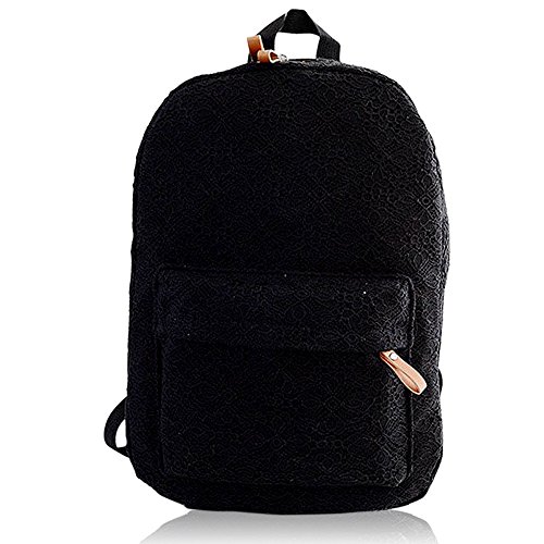 Preisvergleich Produktbild Frauen Girls Canvas Rucksack Ranzen Rucksack Lace Schultasche Leisure Travel Umhängetasche schwarz