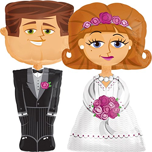 Riesiges Folienballon-Set * BRAUTPAAR * als Geschenk zur Hochzeit // SUPERSHAPE - AIRWALKER // Folien Ballon Helium Deko Ballongas Vermählung Bräutigam Braut