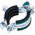 60-64 mm Pipe Clamp, Metal Pipe Bracket with Quick Closing Mechanism Two-Screw Clamp with Noise Insulating Lining, KSB2 M8 Wall Mount, for Steel, Copper, Cast Iron and Plastic Pipes (Pack of 2)