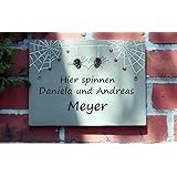Keramiktürschild: Verliebte Spinnen