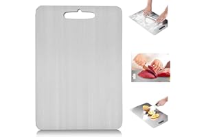 WUKESIFY Titanium Cutting Board, Stainless Steel Cutting Board for Kitchen, 304 Stainless Steel Food Grade Cutting Boards, Meat, Fruit, Vegetables, Hygienic, Durable, Dishwasher Safe(39 * 28cm)