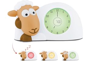 ZAZU Sam The Lamb Uhr – Schlafcoach Uhr und Nachtlicht für Kinder | Bringt Ihrem Kind mit visuellen Indikatoren bei, wann es aufwachen soll | Einstellbare Helligkeit | Automatische Abschaltung (Camel)