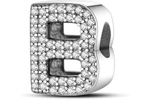 Pandach Damen Charm Anhänger Buchstabe A-Z für Armband 925 Sterling Silber Charms Beads passend für Armband und Halskette, Kompatibel mit Europäischen Armbändern für Frauen Mädchen