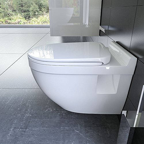 Wand Hänge WC / Design WC-Sitz / inkl. Soft-Close Funktion / Weiss / Keramik / Tiefspüler - 7