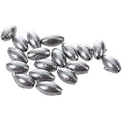 TOOGOO(R) 18 Pcs de Senuelos de pesca engranaje de pesca con cana en froma de cuentas Gris Ovales de Plomo