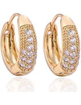 Yazilind Elegante Schmuck 18K Gold Filled Inlay Gl?nzende Runde Clear Crystal Kleine Ohrringe f¨¹r Frauen -Geschenk-Idee