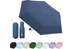 EEPLUYTY Ombrelli Portatile Con 6 Nervature, 6 Stecche Portatile Mini Ombrello Da Tasca, Ombrello Pieghevole Manuale Compatto Comodo e Portatile, Anti-Tempesta Ombrello Piccolo (Con Guscio)