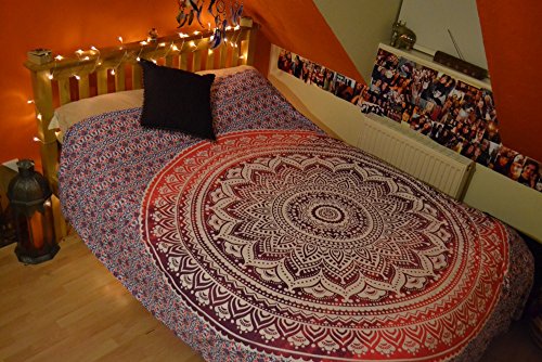 Red Ombre Hippie Indian Mandala Tapestry, Queen Mandala Home Decoration, Magical Thinking Hanging Wall Hanging - 4