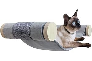 ALL FOR PAWS Cat Hammock Wall Mounted, Wooden Cat Window Bed with Soft Mats for Indoor Cats and Kittens, Cat Wall Shelves snd Perches for Sleeping, Playing, Climbing