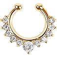 Ruvee Nose & Ear Clip Gold Plated Pin Non Pierced Just Press for Women & Girls