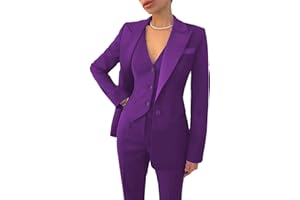 LEADER OF THE BEAUTY Traje de trabajo de oficina de 3 piezas para mujer, blazer, chaleco, pantalones, pantalones de negocios, traje de fiesta de graduación