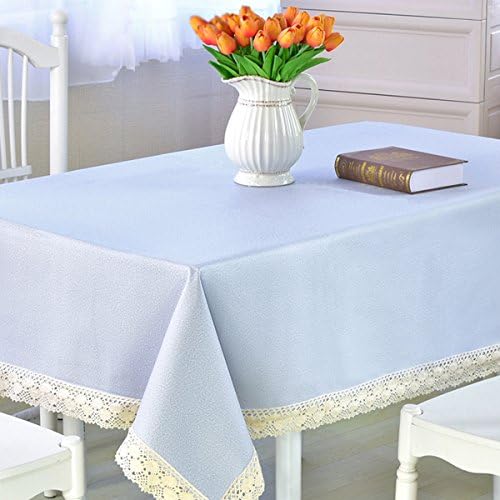 Square Tablecloth Rectangle Table Cover PVC Kitchen Table Cloth Heavy Weight Vinyl Wipe Clean Oil-proof/Waterproof Stain-resistant/Mildew-proof - Great for Buffet Table, Parties, BBQ's, Wedding (Lake Blue,155*240cm)