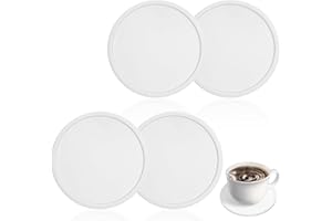 AOZUO Zestaw 4 silikonowych podkładek, podstawek szklanek pod garnki, okrągłych antypoślizgowych i izolowanych szklanych podstawek na stół, biurko, kuchnię, bar, napoje, zabezpieczenie mebli (białe)