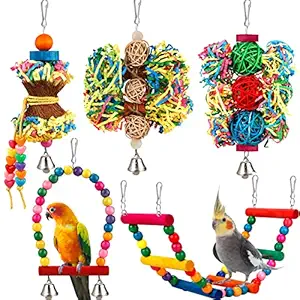 BBjinronjy Bird Parakeet Toys Foraging Shredding Toys Parrot Cage Accessories Hanging Toys Bird Swing Bird Ladder for Parrots Lovebird Cockatiel Conure