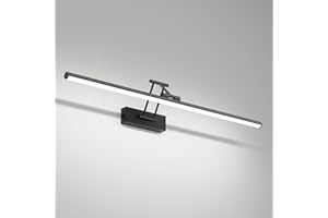 Klighten LED Lámpara de Espejo LED 70cm, Lámpara de Espejo 24W 1650 LM,Lamparas Espejo Giratorias para Baño IP44,Aplique de Espejo de Baño, Blanco Frio 5500K, Negro