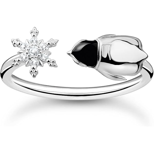 Collar Thomas Sabo Plata Ley 925 - Pingüino Emperador Y Copos Nieve, Ajustable 45 Cm