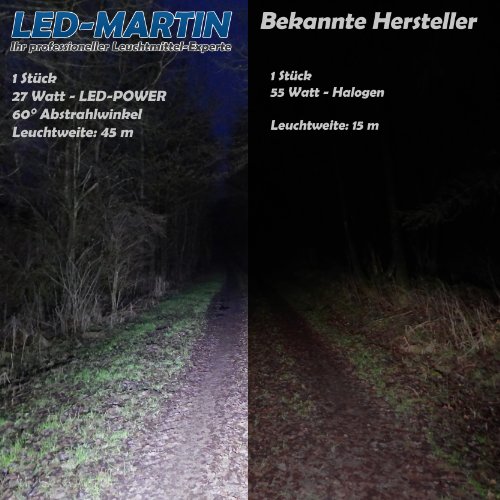 LED-MARTIN® Arbeitsscheinwerfer – 27W – 1800 Lumen – extrem hell – 5-Mal heller als Halogenscheinwerfer - 4