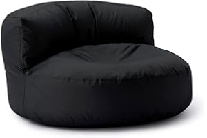‎LUMALAND Lumaland Sitzsack Lounge | Sofa-Sitzsack 90 x 50 cm mit Rückenlehne | Indoor & Outdoor Beanbag | Wasserabweisend & Robust | Mit anpassungsfähiger EPS-Füllung | Waschbarer Bezug [Schwarz]