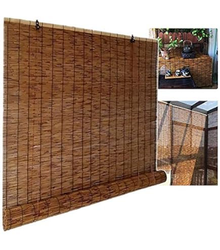 Bamboe Rolgordijn met Zijkoord,Ademend Bamboo Jaloezieën Rolgordijnen,Lichtfilterende Dimbaar Bamboe Vouwgordijn,Handgeweven Riet Gordijn voor Buiten/Terras/Deur (130x250cm/51x99in