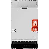 EVVO Dishwasher Integrable Narrow DI.2 Slim, Width 45 cm, Capacity 9 placements, Quick Program 30 Minutes, Adjustable Top Tra
