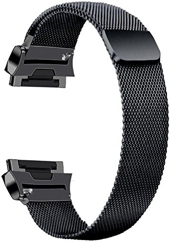 For Fitbit Ionic Bands, Deruitu Stainless Steel Milanese Loop Metal Replacement Accessory Bracelet Strap with Unique Magnet Lock for Fitbit Ionic Watch Small, Black