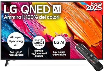 LG QNED AI QNED70 Smart TV 65 pollici 4K, Processore α7 Gen8, Dynamic QNED Color, webOS con AI e telecomando puntatore AI, Gaming con VRR 4K@60Hz, 65QNED70A6A 2025