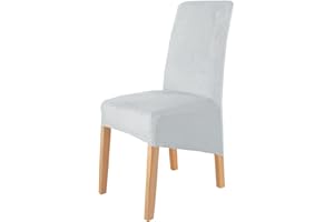 Kozuoan Velvet Large Dining Chair Covers, Removable Dining Chair Cover XL High Back Chair Cover for Dining Room,stretchable elastic chair cover (Set of 2, Light grey)