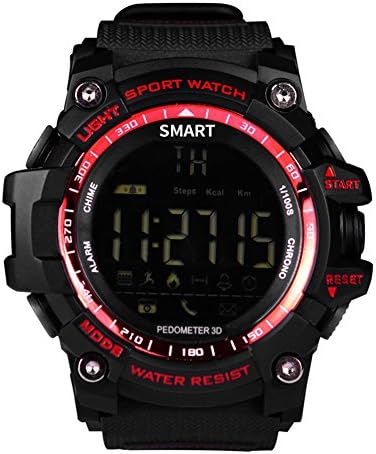 Smart Watch Bluetooth Camera Sports Pedometer Calorie Counter Remote Camera Activity Tracker Alarm Clock Calls Facebook Twitter Notifications(Red)