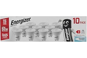 Energizer GU10 LED Bulbs Daylight 6500k - Spotlight Bulbs for Ceiling Lights, Pack of 10, HGSENERGU106500K