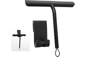 Vinabo rasqueta limpiacristales Ducha,Limpia Cristales mamparas Ducha, Limpia mamparas con Soporte para Ducha, baño, Azulejos, Espejos, Ventanas (21 cm, Negro)